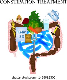 Treatment of constipation. Infographics. Vector illustration on isolated background.