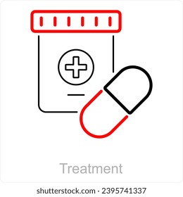 Concepto de ícono de tratamiento y dosis