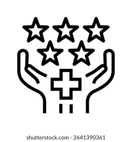 Treatment evaluation line black icon. Sign for web page, mobile app, button, logo. Vector isolated button. Editable stroke.