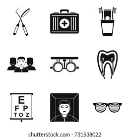 Treatment of eye icons set. Simple set of 9 treatment of eye vector icons for web isolated on white background