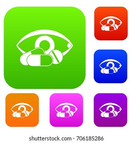 Treatment of the eye set icon in different colors isolated vector illustration. Premium collection