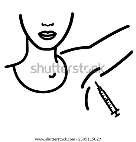 Treatment, hyperhidrosis, excessive sweating. Hyperhidrosis, wet armpits, excessive sweating, sweat. Vector linear icons set. Design element. Anti-aging medical treatment. Armpit or arm pit fat conce
