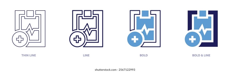 Treatment icon in 4 different styles. Thin Line, Line, Bold, and Bold Line. Duotone style. Editable stroke.