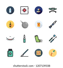 treatment icon set. vector set about medicine, syringe, inhaler and ampoul icons set.