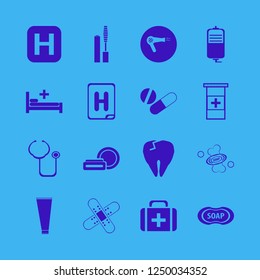 treatment icon. treatment vector icons set first aid bag, hospital sign, mascara brush and patches medicine