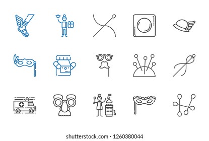 treatment icons set. Collection of treatment with cotton swab, mask, hot stones, ambulance, needle, needles, medicine, eye mask, hermes. Editable and scalable treatment icons.