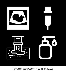 treatment icons set with soap, syringe and sonography vector set