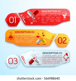 Treatment info horizontal banners set realistic isolated vector illustration