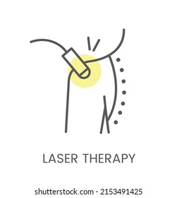 Treatment with laser therapy, line vector icon