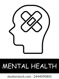 Icono de línea de tratamiento. Yeso, salud mental, psicología, bienestar emocional, psicoterapia, depresión, bienestar. Icono de línea de Vector para negocios y publicidad