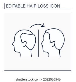 Treatment Line Icon. Hair Transplantation, Medicines And Special Diet. Hair Loss Treat. Alopecia Concept. Isolated Vector Illustration. Editable Stroke