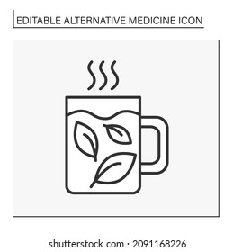  Treatment line icon. Herbs and drugs for treatment. Homeopathy medicine. Alternative medicine concept. Isolated vector illustration. Editable stroke