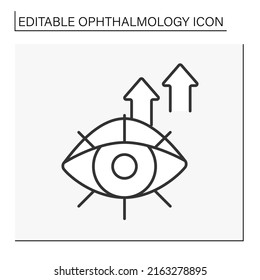 Icono de línea de tratamiento. Mejorar la visión mediante ejercicios. Concepto de oftalmología. Ilustración vectorial aislada. Trazo editable