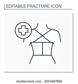 Treatment Line Icon. Wound Care Treatment. Protection Vertebrae.Back Fracture. Healthcare Concept. Isolated Vector Illustration. Editable Stroke