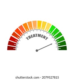 Dispositivo de medición del tratamiento con flecha y escala.
