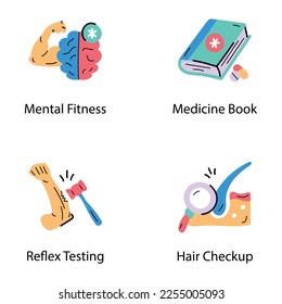 Treatment and Medical Study Hand Drawn Icons

