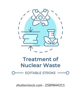 Treatment of nuclear waste soft blue concept icon. Alter physical, chemical and biological properties. Round shape line illustration. Abstract idea. Graphic design. Easy to use in booklet