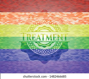 Treatment on mosaic background with the colors of the LGBT flag