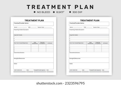 Registro del plan de tratamiento o planificador portátil kdp interior, plantilla de notas de tratamiento, plantilla de notas de terapeuta para clientes, hoja de trabajo de terapeuta, notas de sesión de asesoramiento.