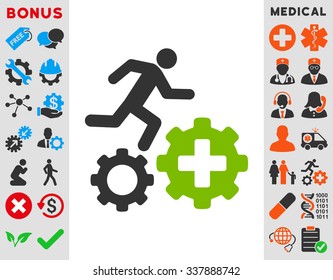 Treatment Process vector icon with bonus. Style is bicolor flat symbol, eco green and gray colors, rounded angles, white background.