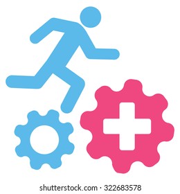 Treatment Process vector icon. Style is bicolor flat symbol, pink and blue colors, rounded angles, white background.