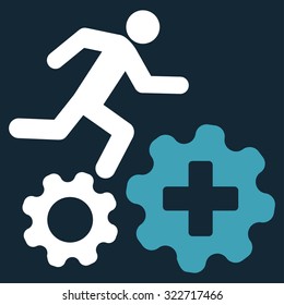 Treatment Process vector icon. Style is bicolor flat symbol, blue and white colors, rounded angles, dark blue background.