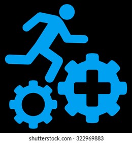 Treatment Process vector icon. Style is flat symbol, blue color, rounded angles, black background.