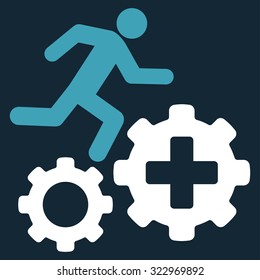 Treatment Process vector icon. Style is bicolor flat symbol, blue and white colors, rounded angles, dark blue background.