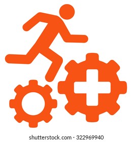 Treatment Process vector icon. Style is flat symbol, orange color, rounded angles, white background.
