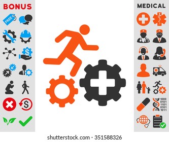 Treatment Process vector icon. Style is bicolor flat symbol, orange and gray colors, rounded angles, white background.