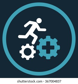 Treatment Process vector icon. Style is bicolor flat circled symbol, blue and white colors, rounded angles, dark blue background.