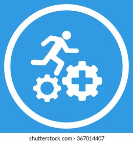 Treatment Process vector icon. Style is flat circled symbol, white color, rounded angles, blue background.