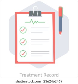 Treatment Record and record icon concept