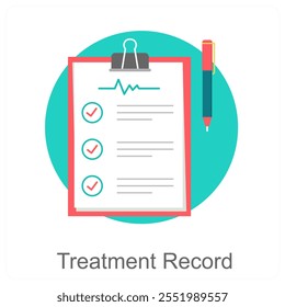 Concepto de icono de registro y registro de tratamiento