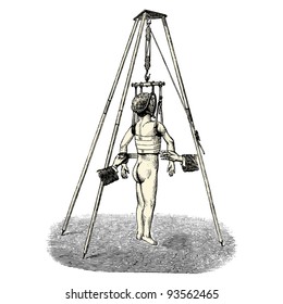treatment of scoliosis - vintage engraved illustration - "Manuel des hospitalière et des garde-malaldes"  edited by  Librairie Poussielgue - Paris 1907