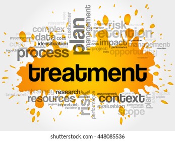 Treatment word cloud collage, business concept background