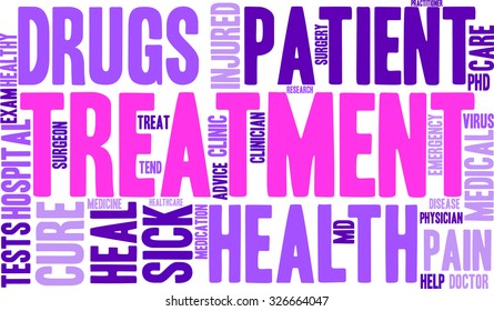 Treatment word cloud on a white background.