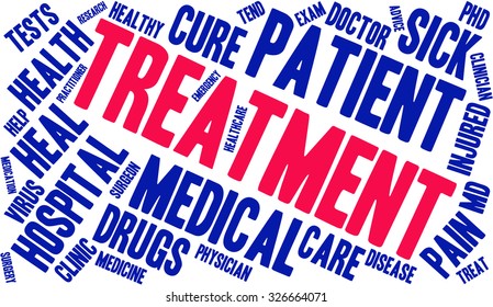 Treatment word cloud on a white background.