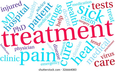 Treatment word cloud on a white background.