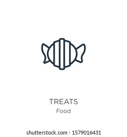 Treats icon. Thin linear treats outline icon isolated on white background from food collection. Line vector sign, symbol for web and mobile