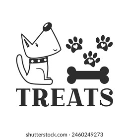 Treats vector quote. Dog treat isolated on white background. Pets food symbol. Bone shaped treats for dogs. Vector illustration.