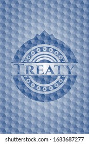 Treaty blue badge with geometric pattern background. Vector Illustration. Detailed.