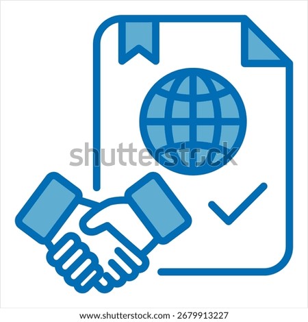 Treaty Blue White Single Icon Illustration