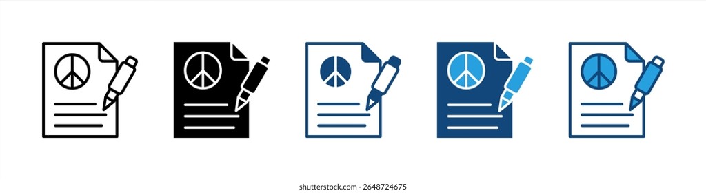 Ícone do tratado define coleção de vários estilos