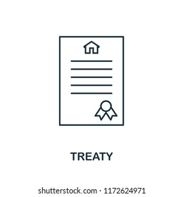 Treaty icon. Simple element illustration. Treaty outline icon design from real estate collection. Web design, apps, software and print usage.