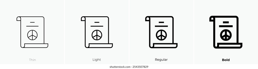 treaty icon. Thin, Light Regular And Bold style design isolated on white background