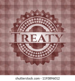 Treaty red geometric emblem. Seamless.