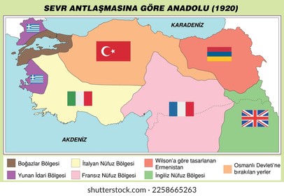 treaty of sevr map, Ottoman sevr map