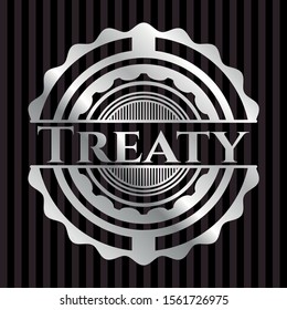 Treaty silver shiny badge. Vector Illustration. Mosaic.