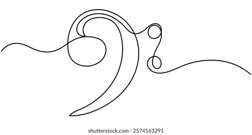 Treble and Bass Clef continuous one line drawing, continuous line drawing of treble clef music notes minimalist, Musical notes, Music Note Icon, f clef music note